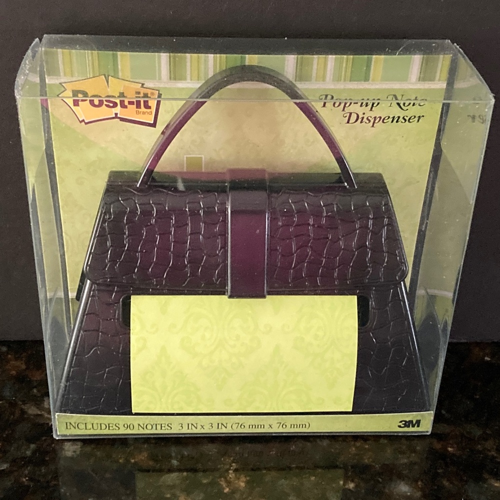 3M Black Handbag Pop-up Post-It Note Dispenser/90 3 x 3 In/NEW IN BOX!/ON SALE!